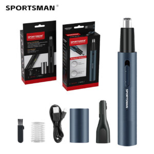 NNEDSZ Dark Blue Electric Nose Hair Trimmer with Sideburn Cutter - Portable USB Rechargeable Grooming Kit